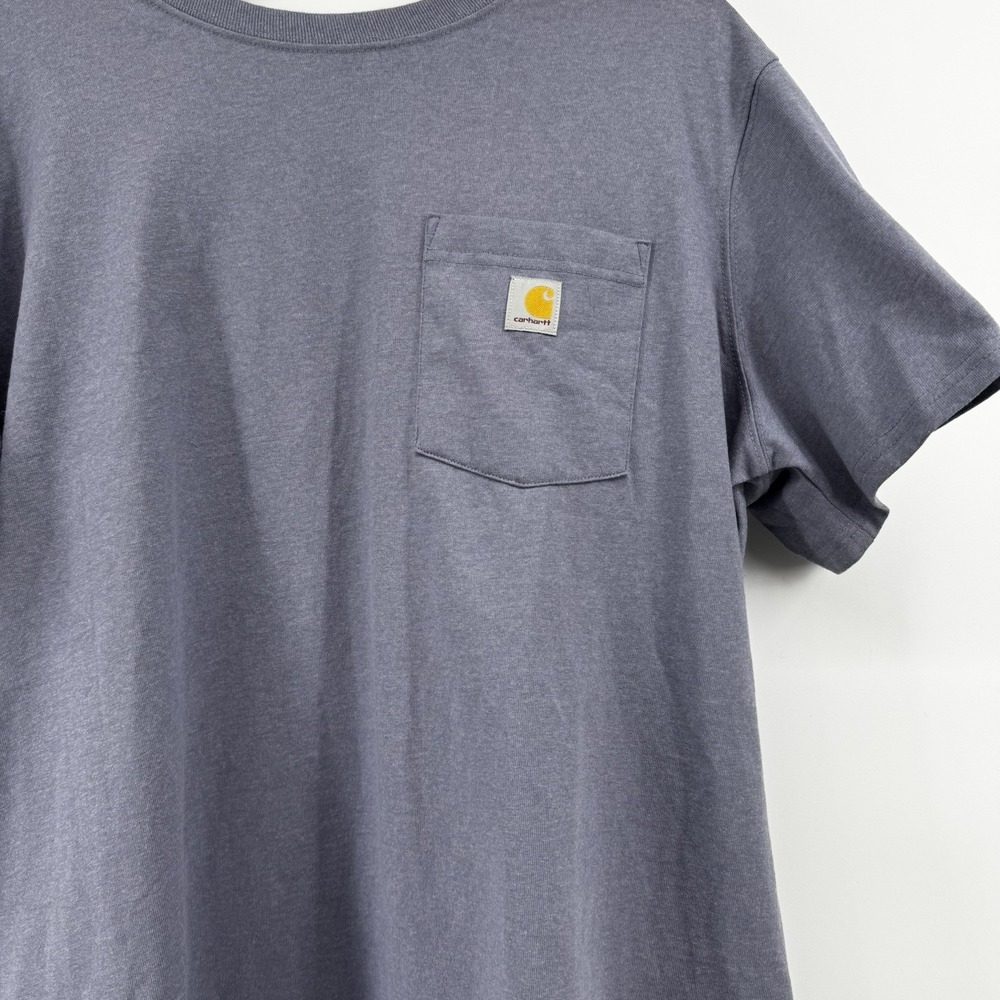 Carhartt Men T-Shirt XL Loose Fit Lt. Purple Pocket Logo Short Sleeve Work Shirt - Picture 3 of 8